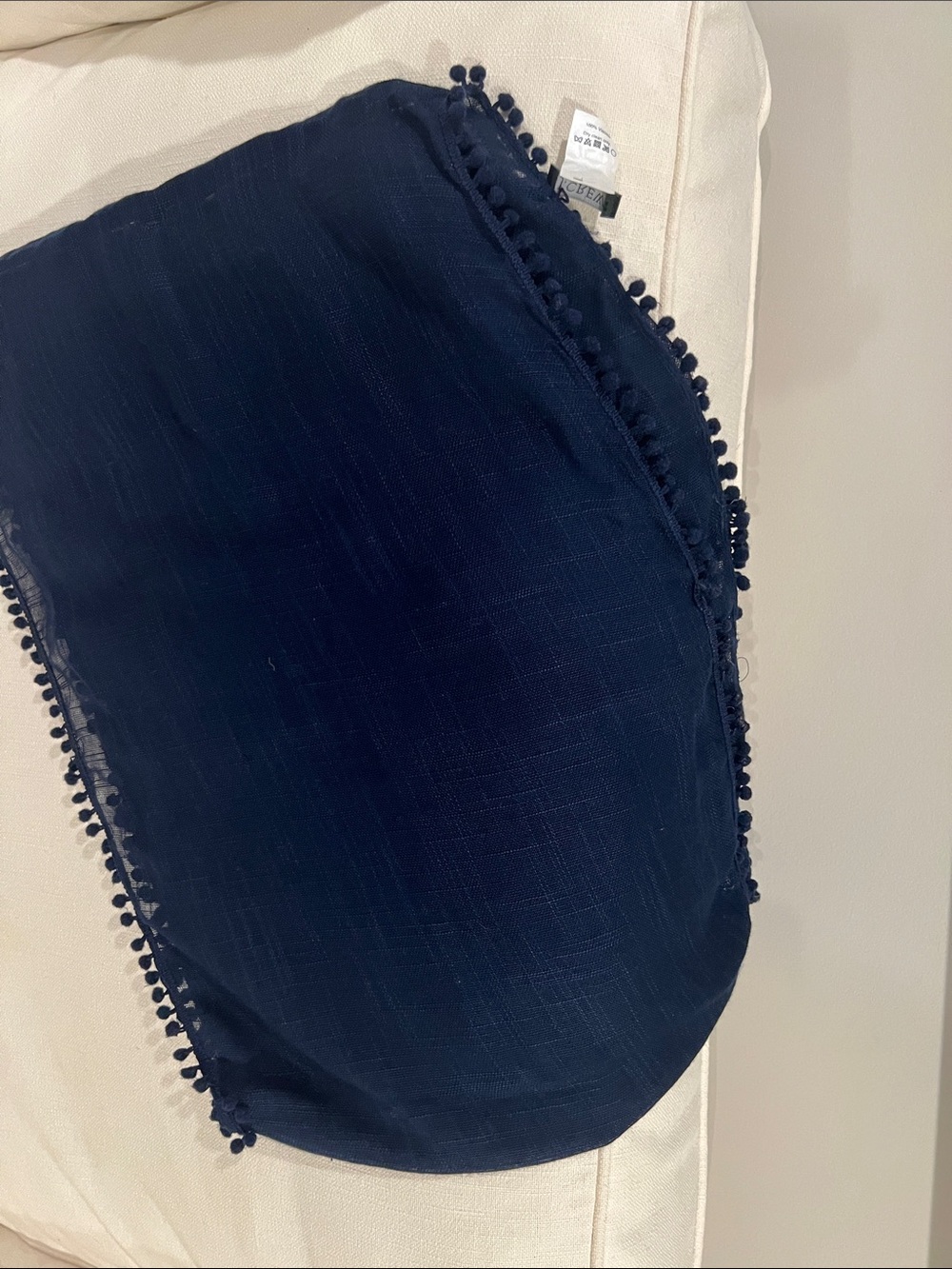J. Crew Navy Pom-Pom Infinity Lightweight Scarf